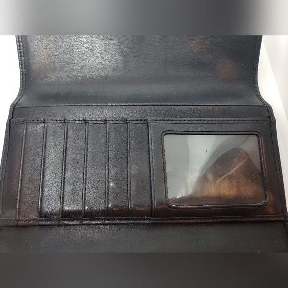 COACH Signature Stripe Black Full Size Ladies Wallet - Picture 4 of 13